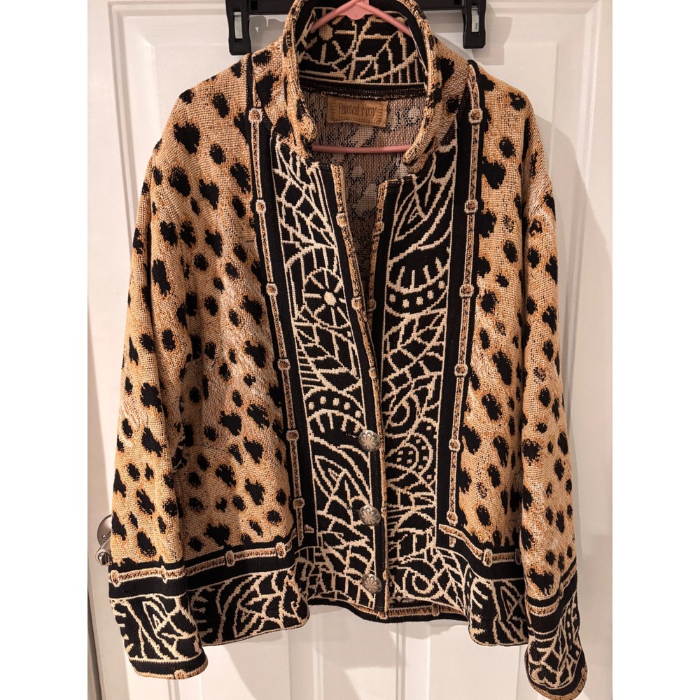 Painted‎ Pony Vintage Geometric Knit Tapestry Jacket Women One Size